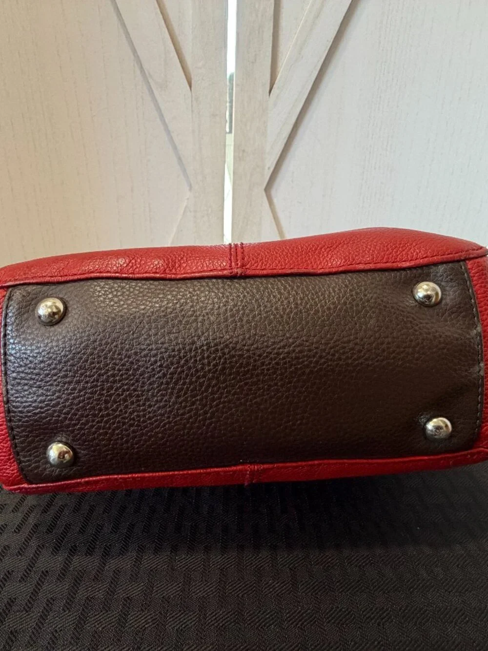 Tignanello Red Pebbled Leather Tote Bag